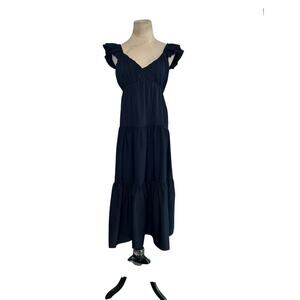 Shein navy blue tiered midi dress size medium